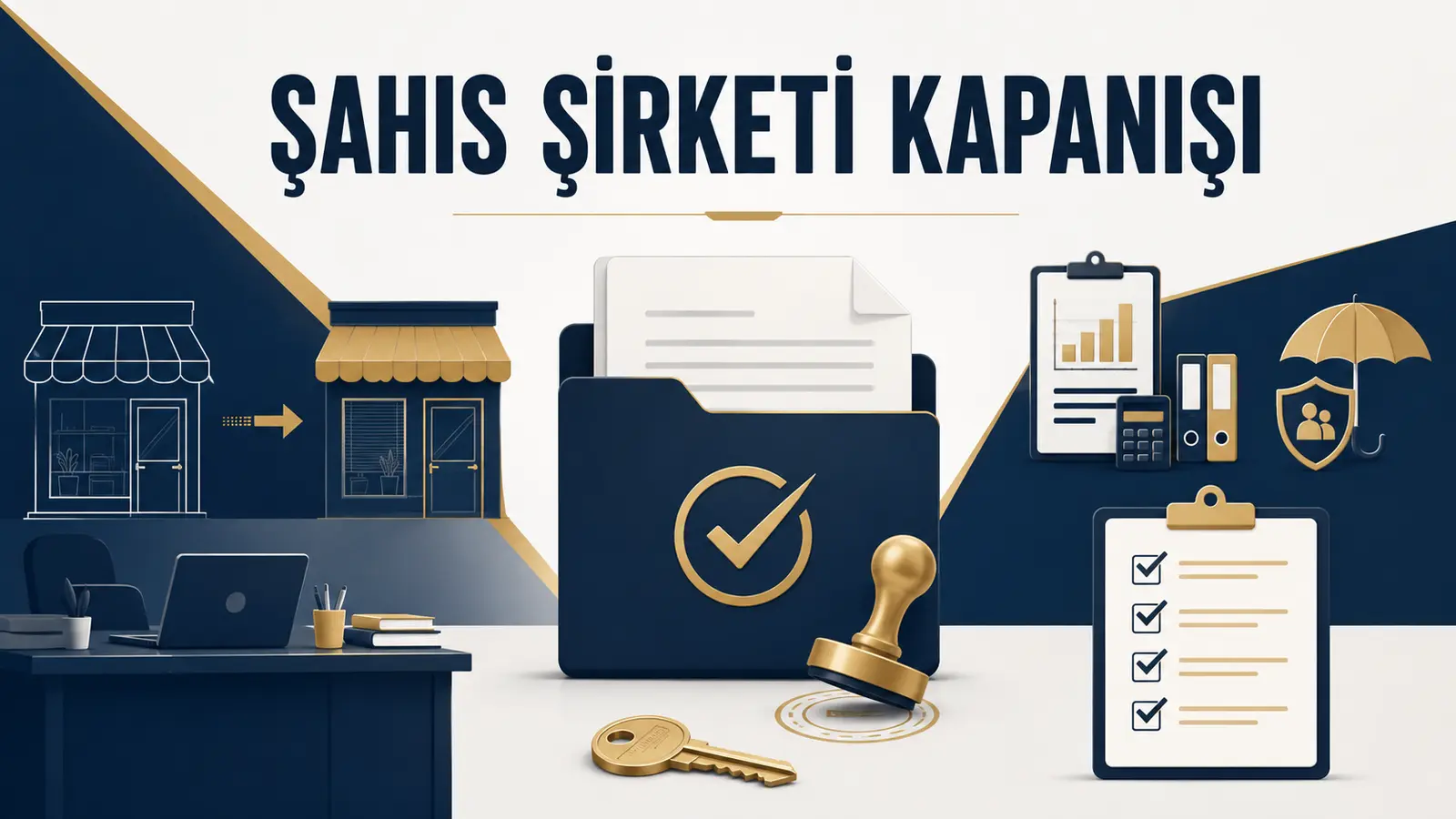 Şahıs şirketi kapatma sürecindeki vergi dairesi ve Bağ-Kur işlemlerini temsil eden kurumsal kontrol listesi