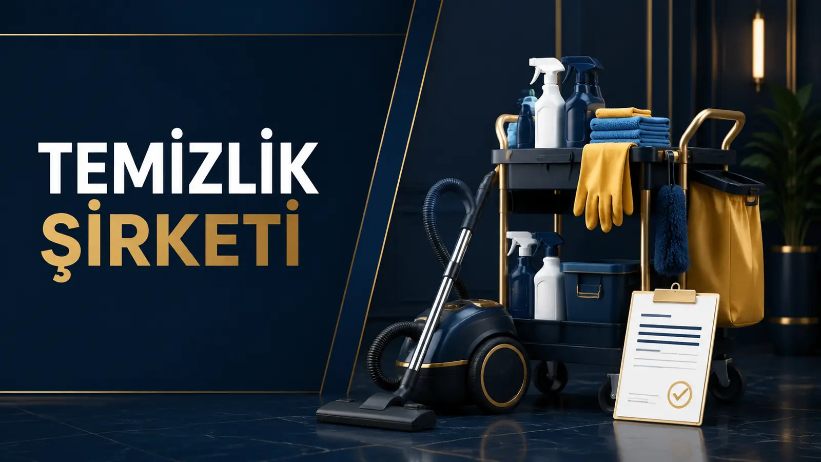Temizlik şirketi kuruluşunu temsil eden profesyonel ekipmanlar ve onaylı iş belgesi