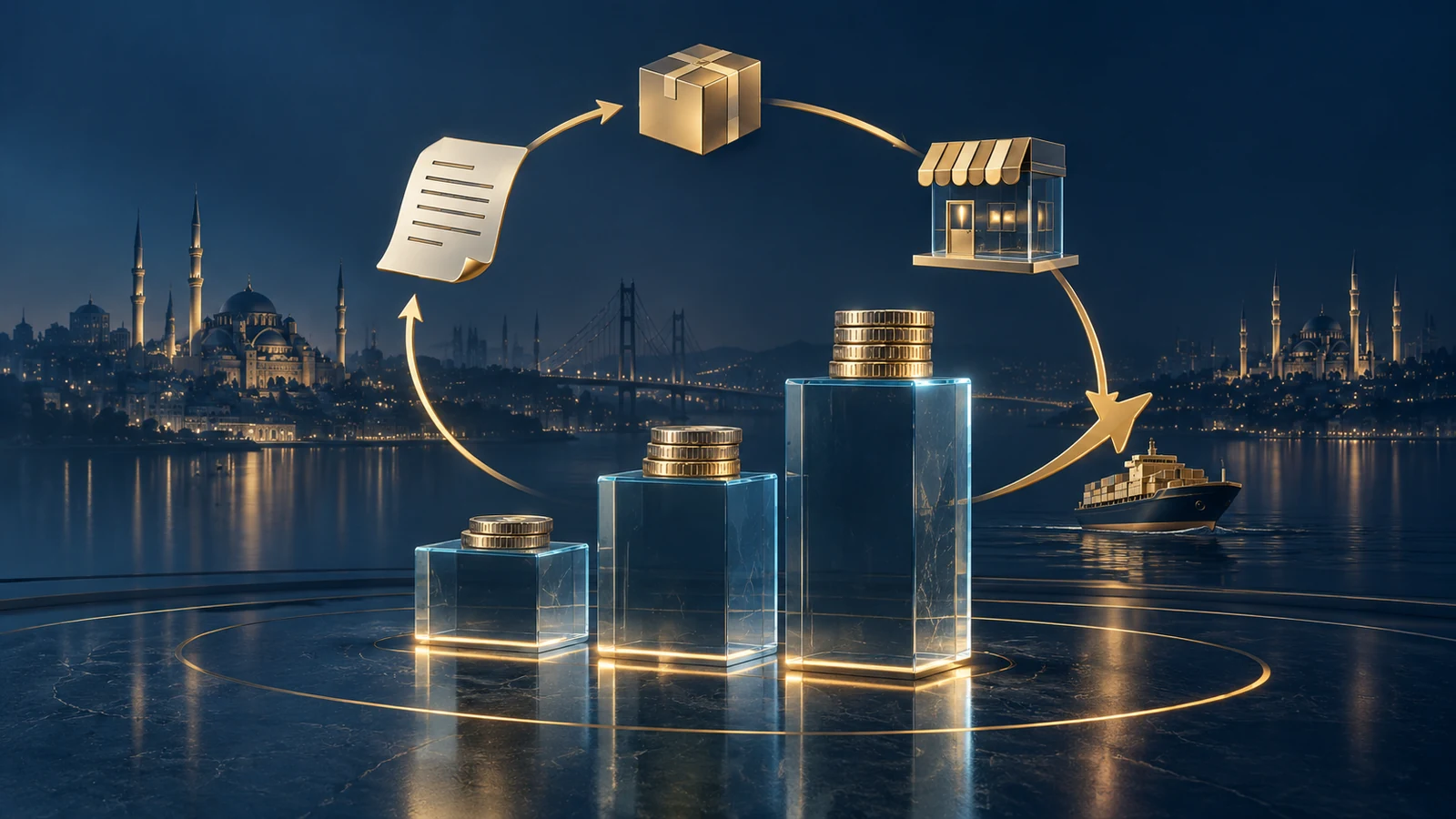 Tiered VAT concept with invoices, trade and business activity in Turkey